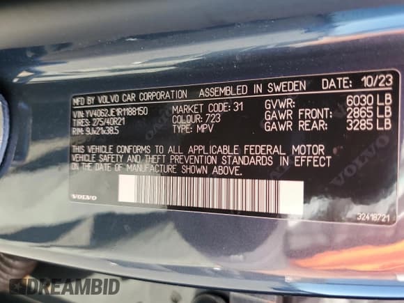 ✅ 2024 Volvo XC90 Plus Bright Theme • VIN: YV4062JE1R1188150 • Lot: 61585425. Listed on Copart with 10,281 mi. Free auction sales archive from the USA and detailed vehicle history report at DreamBid. Image 14.