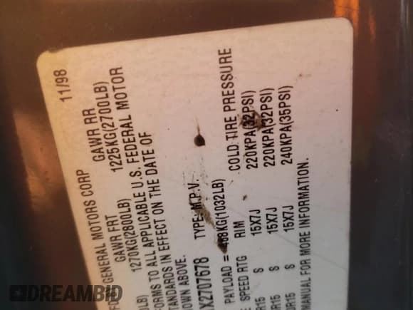 ✅ 1999 Oldsmobile Bravada • VIN: 1GHDT13W1X2707678 • Lot: 88686715. Listed on Copart with 175,842 mi. Free auction sales archive from the USA and detailed vehicle history report at DreamBid. Image 12.