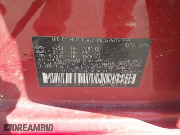 ✅ 2017 Subaru Impreza Special Sports • VIN: 4S3GKAK68H3608181 • Lot: 43390083. Wystawiony na IAAI z przebiegiem 96 622 mil. Bezpłatny archiwum sprzedaży aukcyjnych z USA i szczegółowy raport historii pojazdu na DreamBid. Zdjęcie 9.