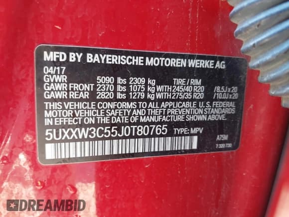 ✅ 2018 BMW X4 xDrive28i • VIN: 5UXXW3C55J0T80765 • Лот: 43650338. Опубликован ранее на IAAI с пробегом 104 413 миль. Бесплатный доступ к архиву аукционных продаж из США и подробный отчёт об истории автомобиля на DreamBid. Изображение 9.