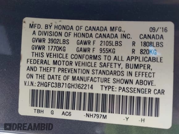 ✅ 2016 Honda Civic EX-L • VIN: 2HGFC3B71GH362214 • Лот: 41634522. Опубликован ранее на IAAI с пробегом 105 118 миль. Бесплатный доступ к архиву аукционных продаж из США и подробный отчёт об истории автомобиля на DreamBid. Изображение 9.