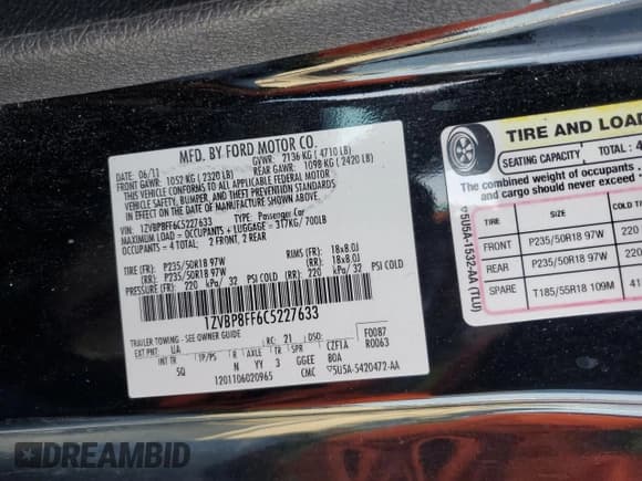 ✅ 2012 Ford Mustang GT • VIN: 1ZVBP8FF6C5227633 • Lot: 82675984. Listed on Copart with 83,672 mi. Free auction sales archive from the USA and detailed vehicle history report at DreamBid. Image 12.