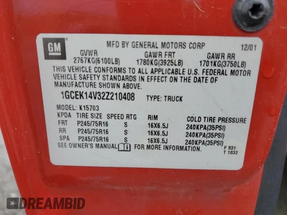 ✅ 2002 Chevrolet Silverado 1500 • VIN: 1GCEK14V32Z210408 • Лот: 62469555. Опубликован ранее на Copart с пробегом 175 906 миль. Бесплатный доступ к архиву аукционных продаж из США и подробный отчёт об истории автомобиля на DreamBid. Изображение 12.