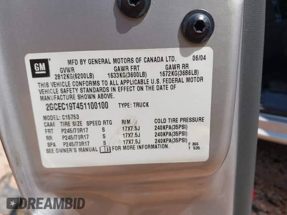 ✅ 2005 Chevrolet Silverado 1500 LS • VIN: 2GCEC19T451100100 • Lot: 42741900. Wystawiony na IAAI z przebiegiem 133 300 mil mil. Skorzystaj z bezpłatnego archiwum sprzedaży aukcyjnych z USA i zobacz szczegółowy raport historii pojazdu na DreamBid. Zdjęcie 9.