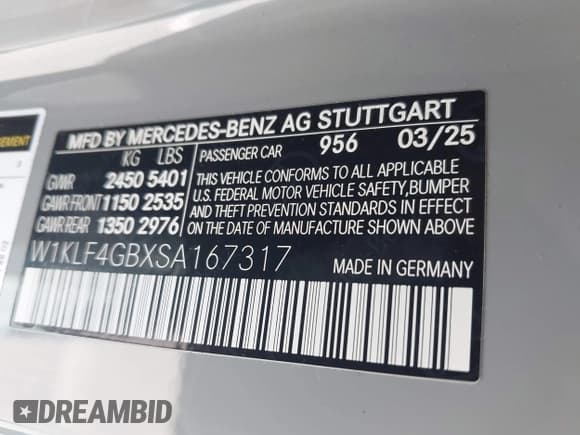 ✅ 2025 Mercedes-Benz E 350 • VIN: W1KLF4GBXSA167317 • Lot: 43454036. Wystawiony na IAAI z przebiegiem 288 mil. Bezpłatny archiwum sprzedaży aukcyjnych z USA i szczegółowy raport historii pojazdu na DreamBid. Zdjęcie 9.