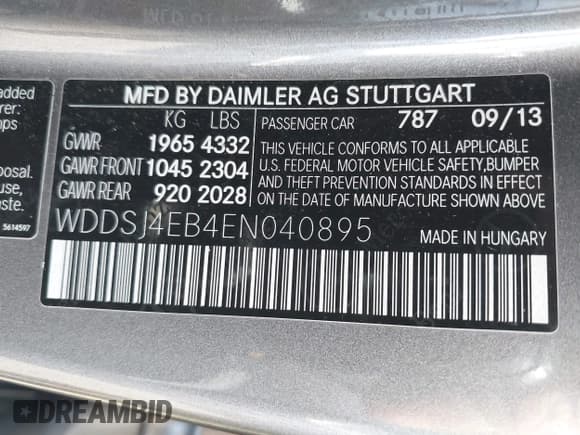 ✅ 2014 Mercedes-Benz CLA 250 • VIN: WDDSJ4EB4EN040895 • Lot: 42084808. Listed on IAAI with 108,129 mi. Free auction sales archive from the USA and detailed vehicle history report at DreamBid. Image 9.