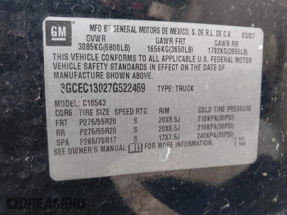 ✅ 2007 Chevrolet Silverado 1500 1LT • VIN: 3GCEC13027G522469 • Lot: 42902456. Wystawiony na IAAI z przebiegiem 295 741 mil. Bezpłatny archiwum sprzedaży aukcyjnych z USA i szczegółowy raport historii pojazdu na DreamBid. Zdjęcie 9.