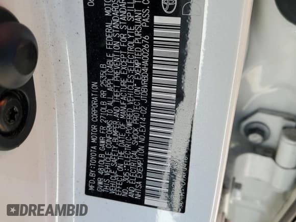 ✅ 2017 Toyota Mirai • VIN: JTDBVRBD4HA002676 • Lot: 49674925. Listed on Copart with 67,889 mi. Free auction sales archive from the USA and detailed vehicle history report at DreamBid. Image 12.