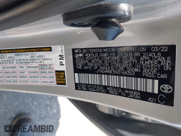 ✅ 2022 Toyota Corolla SE • VIN: JTND4MBE5N3168353 • Lot: 42591896. Wystawiony na IAAI z przebiegiem 32 600 mil. Bezpłatny archiwum sprzedaży aukcyjnych z USA i szczegółowy raport historii pojazdu na DreamBid. Zdjęcie 9.