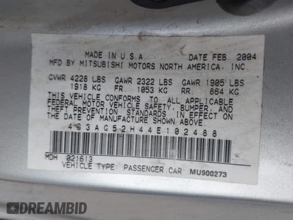 ✅ 2004 Dodge Stratus • VIN: 4B3AG52H44E102488 • Lot: 43859974. Listed on IAAI with 217,536 mi. Free auction sales archive from the USA and detailed vehicle history report at DreamBid. Image 9.