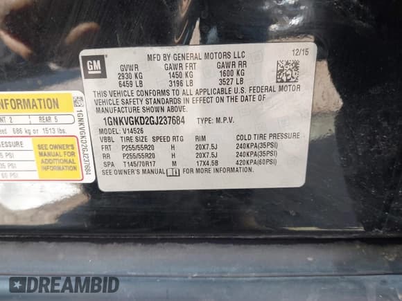 ✅ 2016 Chevrolet Traverse LT • VIN: 1GNKVGKD2GJ237684 • Lot: 43119952. Listed on IAAI with Not provided. Free auction sales archive from the USA and detailed vehicle history report at DreamBid. Image 9.