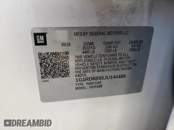 ✅ 2018 Chevrolet Volt Premier • VIN: 1G1RD6S55JU144489 • Lot: 74380403. Wystawiony na Copart z przebiegiem 56 181 mil. Bezpłatny archiwum sprzedaży aukcyjnych z USA i szczegółowy raport historii pojazdu na DreamBid. Zdjęcie 12.