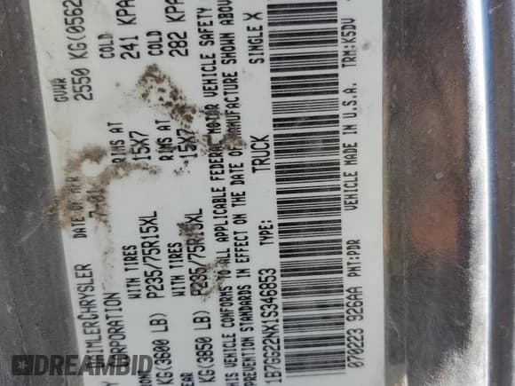 ✅ 2001 Dodge Dakota Sport • VIN: 1B7GG22NX1S346853 • Lot: 50651455. Wystawiony na Copart z przebiegiem 121 493 mil. Bezpłatny archiwum sprzedaży aukcyjnych z USA i szczegółowy raport historii pojazdu na DreamBid. Zdjęcie 12.