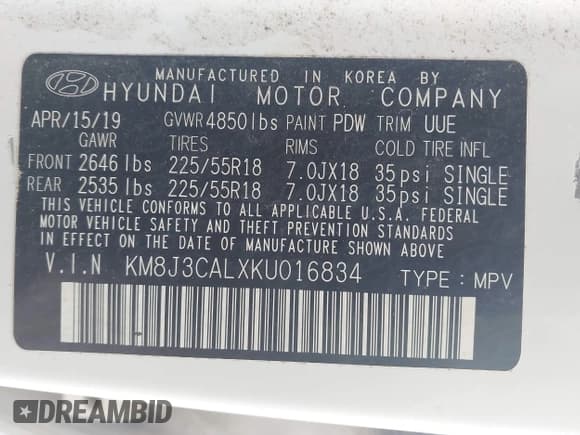 ✅ 2019 Hyundai Tucson Ultimate • VIN: KM8J3CALXKU016834 • Лот: 40970606. Опубликован ранее на IAAI с пробегом 104 208 миль. Бесплатный доступ к архиву аукционных продаж из США и подробный отчёт об истории автомобиля на DreamBid. Изображение 9.
