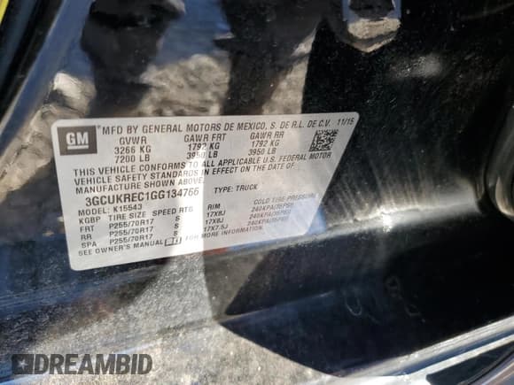 ✅ 2016 Chevrolet Silverado 1500 LT • VIN: 3GCUKREC1GG134766 • Lot: 91452315. Listed on Copart with 82,144 mi. Free auction sales archive from the USA and detailed vehicle history report at DreamBid. Image 12.