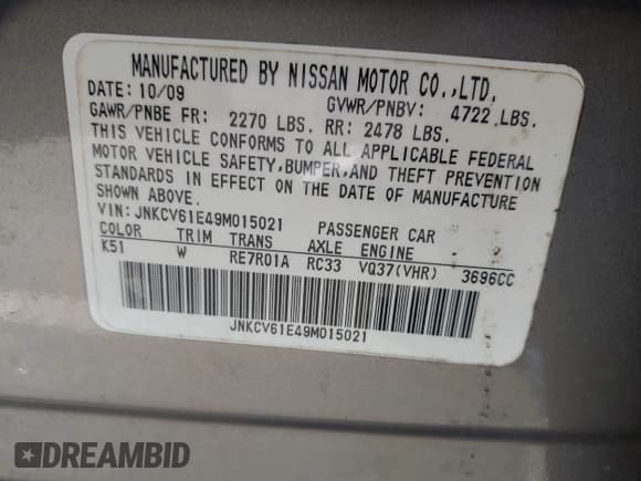 ✅ 2009 Infiniti G37 Journey • VIN: JNKCV61E49M015021 • Lot: 43488487. Listed on IAAI with 175,844 mi. Free auction sales archive from the USA and detailed vehicle history report at DreamBid. Image 9.