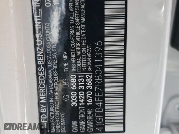 ✅ 2024 Mercedes-Benz GLE 350 • VIN: 4JGFB4FE7RB041396 • Лот: 87001815. Опубликован ранее на Copart с пробегом 56 928 миль. Бесплатный доступ к архиву аукционных продаж из США и подробный отчёт об истории автомобиля на DreamBid. Изображение 13.