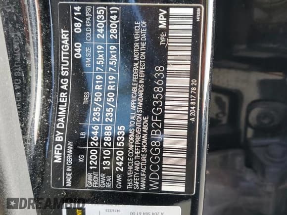 ✅ 2015 Mercedes-Benz GLK 350 • VIN: WDCGG8JB2FG358638 • Lot: 91596165. Wystawiony na Copart z przebiegiem 107 105 mil. Bezpłatny archiwum sprzedaży aukcyjnych z USA i szczegółowy raport historii pojazdu na DreamBid. Zdjęcie 12.