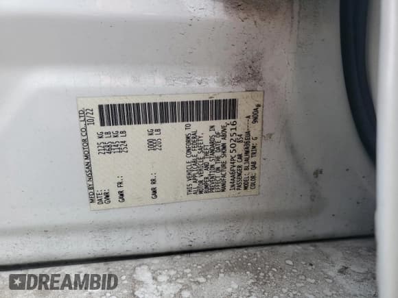 ✅ 2023 Nissan Maxima Platinum • VIN: 1N4AA6FV4PC502516 • Lot: 51795585. Listed on Copart with Not provided. Free auction sales archive from the USA and detailed vehicle history report at DreamBid. Image 12.