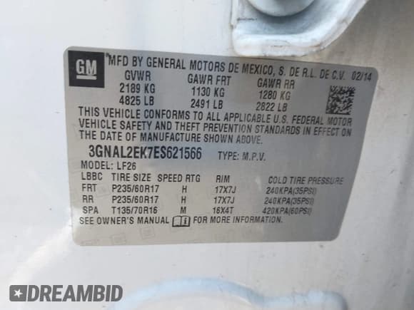 ✅ 2014 Chevrolet Captiva Sport LS • VIN: 3GNAL2EK7ES621566 • Lot: 41624388. Wystawiony na IAAI z przebiegiem 113 551 mil. Bezpłatny archiwum sprzedaży aukcyjnych z USA i szczegółowy raport historii pojazdu na DreamBid. Zdjęcie 9.