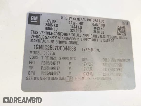 ✅ 2013 Chevrolet Tahoe Commercial • VIN: 1GNLC2E07DR344538 • Lot: 42938452. Wystawiony na IAAI z przebiegiem 220 507 mil. Bezpłatny archiwum sprzedaży aukcyjnych z USA i szczegółowy raport historii pojazdu na DreamBid. Zdjęcie 9.