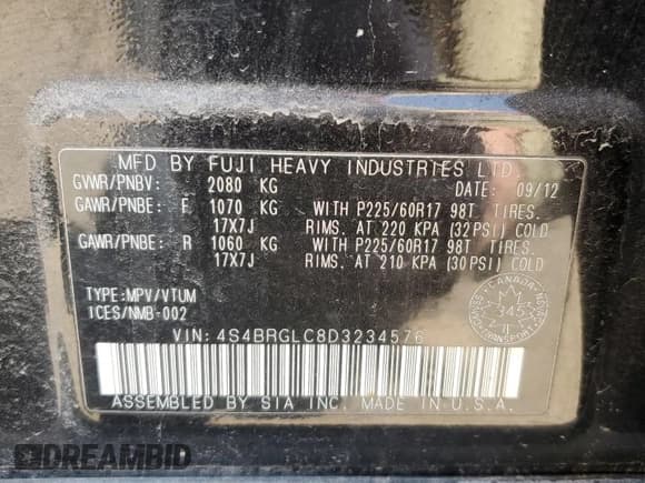 ✅ 2013 Subaru Outback • VIN: 4S4BRGLC8D3234576 • Lot: 56323315. Wystawiony na Copart z przebiegiem 170 544 mil. Bezpłatny archiwum sprzedaży aukcyjnych z USA i szczegółowy raport historii pojazdu na DreamBid. Zdjęcie 13.