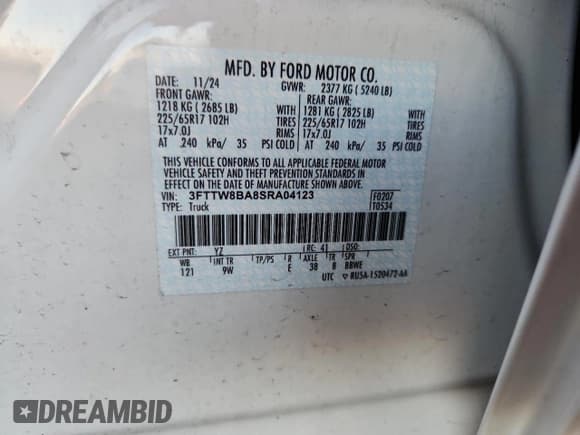 ✅ 2025 Ford Maverick XL • VIN: 3FTTW8BA8SRA04123 • Lot: 85414065. Listed on Copart with 13,134 mi. Free auction sales archive from the USA and detailed vehicle history report at DreamBid. Image 12.