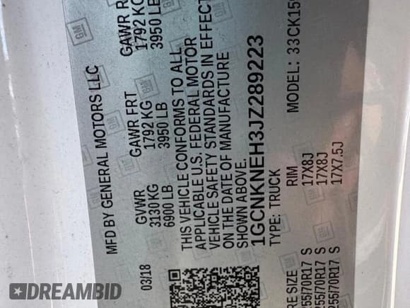 ✅ 2018 Chevrolet Silverado 1500 Work Truck • VIN: 1GCNKNEH3JZ289223 • Lot: 93032295. Listed on Copart with 219,558 mi. Free auction sales archive from the USA and detailed vehicle history report at DreamBid. Image 10.