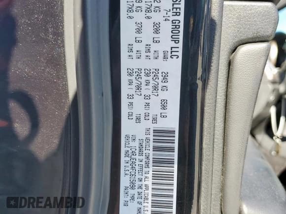 ✅ 2015 Jeep Grand Cherokee Altitude • VIN: 1C4RJEAG4FC615090 • Лот: 91204745. Опубликован ранее на Copart с пробегом 161 394 миль. Бесплатный доступ к архиву аукционных продаж из США и подробный отчёт об истории автомобиля на DreamBid. Изображение 13.