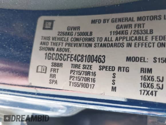 2012 Chevrolet Colorado 1LT z VIN 1GCDSCFE4C8100463, wystawiony jako IAAI lot #42555983 z przebiegiem 182 383 mil mil oraz . Historia ofert i sprzedaży dostępna na DreamBid. Obrazek 9.