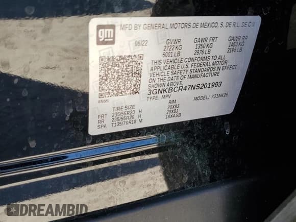 ✅ 2022 Chevrolet Blazer LT • VIN: 3GNKBCR47NS201993 • Lot: 86680625. Listed on Copart with 32,889 mi. Free auction sales archive from the USA and detailed vehicle history report at DreamBid. Image 14.