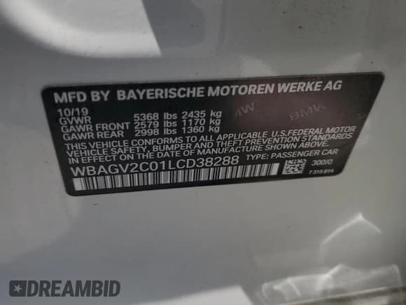 ✅ 2020 BMW 8 Series 840i • VIN: WBAGV2C01LCD38288 • Lot: 60169145. Wystawiony na Copart z przebiegiem 19 687 mil. Bezpłatny archiwum sprzedaży aukcyjnych z USA i szczegółowy raport historii pojazdu na DreamBid. Zdjęcie 13.