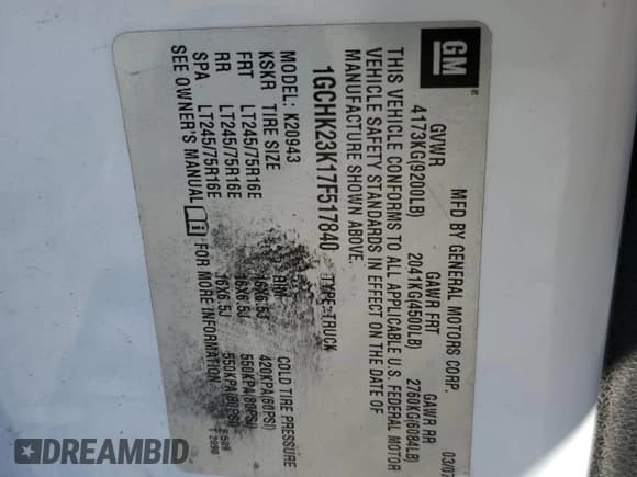 ✅ 2007 Chevrolet Silverado 2500HD 2LT • VIN: 1GCHK23K17F517840 • Лот: 45518815. Опубликован ранее на Copart с пробегом 154 011 миль. Бесплатный доступ к архиву аукционных продаж из США и подробный отчёт об истории автомобиля на DreamBid. Изображение 12.