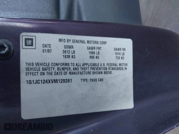 ✅ 1997 Chevrolet Cavalier RS • VIN: 1G1JC124XVM129261 • Лот: 43907760. Опубликован ранее на IAAI с пробегом 165 503 миль. Бесплатный доступ к архиву аукционных продаж из США и подробный отчёт об истории автомобиля на DreamBid. Изображение 9.