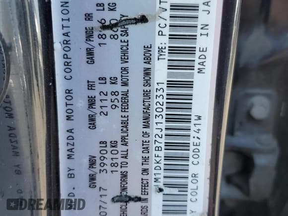 ✅ 2018 Mazda CX-3 Sport • VIN: JM1DKFB72J1302331 • Лот: 68907635. Опубликован ранее на Copart с пробегом 241 591 миль. Бесплатный доступ к архиву аукционных продаж из США и подробный отчёт об истории автомобиля на DreamBid. Изображение 14.