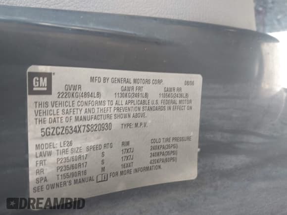 ✅ 2007 Saturn VUE V6 • VIN: 5GZCZ634X7S820930 • Lot: 42985381. Listed on IAAI with 74,797 mi. Free auction sales archive from the USA and detailed vehicle history report at DreamBid. Image 9.