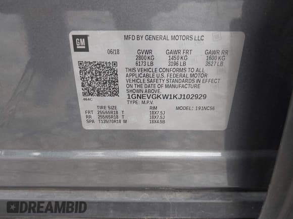 ✅ 2019 Chevrolet Traverse LT Cloth • VIN: 1GNEVGKW1KJ102929 • Lot: 43403444. Wystawiony na IAAI z przebiegiem 54 973 mil. Bezpłatny archiwum sprzedaży aukcyjnych z USA i szczegółowy raport historii pojazdu na DreamBid. Zdjęcie 9.