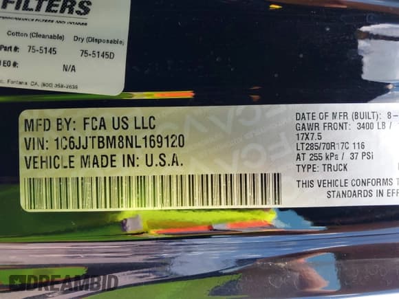 ✅ 2022 Jeep Gladiator Rubicon • VIN: 1C6JJTBM8NL169120 • Lot: 42573845. Listed on IAAI with 47,678 mi. Free auction sales archive from the USA and detailed vehicle history report at DreamBid. Image 9.