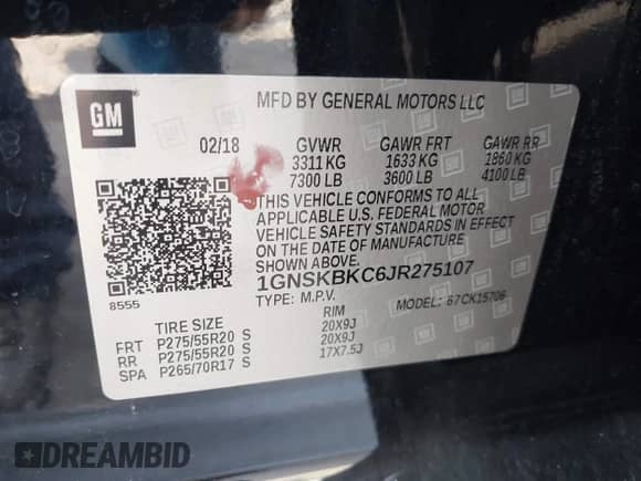 2018 Chevrolet Tahoe LT с VIN 1GNSKBKC6JR275107, выставлен на аукционе IAAI как лот 43149404 с пробегом 68 396 миль миль и . История ставок и продаж доступна на DreamBid. Изображение 9.