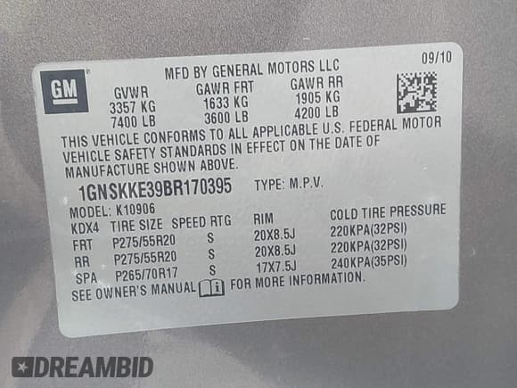 ✅ 2011 Chevrolet Suburban LTZ • VIN: 1GNSKKE39BR170395 • Lot: 43604666. Listed on IAAI with 186,630 mi. Free auction sales archive from the USA and detailed vehicle history report at DreamBid. Image 9.