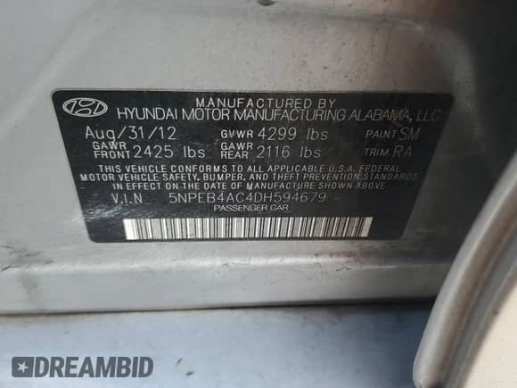 ✅ 2013 Hyundai Sonata GLS • VIN: 5NPEB4AC4DH594679 • Lot: 82479825. Wystawiony na Copart z przebiegiem 265 605 mil mil. Skorzystaj z bezpłatnego archiwum sprzedaży aukcyjnych z USA i zobacz szczegółowy raport historii pojazdu na DreamBid. Zdjęcie 12.