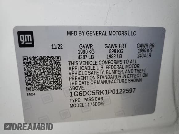 ✅ 2023 Cadillac CT4 Sport • VIN: 1G6DC5RK1P0122597 • Лот: 66526515. Опубликован ранее на Copart с пробегом Не указан. Бесплатный доступ к архиву аукционных продаж из США и подробный отчёт об истории автомобиля на DreamBid. Изображение 12.