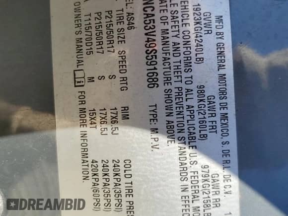 2009 Chevrolet HHR 2LT с VIN 3GNCA53V49S591686, выставлен на аукционе Copart как лот 78870134 с пробегом 130 931 миль миль и Списание • Salvage title. История ставок и продаж доступна на DreamBid. Изображение 12.