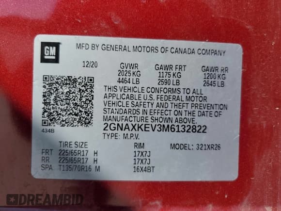 ✅ 2021 Chevrolet Equinox LT • VIN: 2GNAXKEV3M6132822 • Лот: 85897385. Опубликован ранее на Copart с пробегом 93 773 миль. Бесплатный доступ к архиву аукционных продаж из США и подробный отчёт об истории автомобиля на DreamBid. Изображение 13.