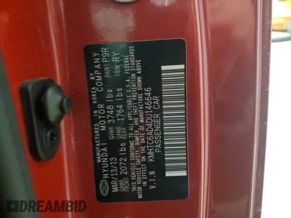 ✅ 2013 Hyundai Veloster w/Gray Int • VIN: KMHTC6AD4DU146646 • Lot: 76483654. Wystawiony na Copart z przebiegiem 150 815 mil. Bezpłatny archiwum sprzedaży aukcyjnych z USA i szczegółowy raport historii pojazdu na DreamBid. Zdjęcie 12.