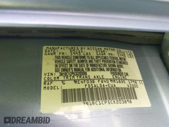 ✅ 2012 Nissan Versa S • VIN: 3N1BC1CP5CK203898 • Lot: 43491226. Wystawiony na IAAI z przebiegiem 128 821 mil. Bezpłatny archiwum sprzedaży aukcyjnych z USA i szczegółowy raport historii pojazdu na DreamBid. Zdjęcie 9.