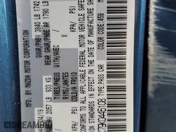 ✅ 2019 Mazda CX-3 Touring • VIN: JM1DKDC79K0445108 • Lot: 91676255. Listed on Copart with Not provided. Free auction sales archive from the USA and detailed vehicle history report at DreamBid. Image 13.