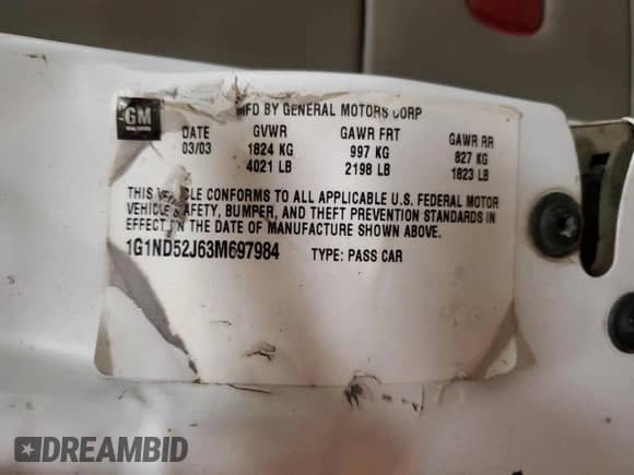 2003 Chevrolet Malibu z VIN 1G1ND52J63M697984, wystawiony jako Copart lot #78820434 z przebiegiem 86 106 mil mil oraz Szkoda całkowita • Salvage title. Historia ofert i sprzedaży dostępna na DreamBid. Obrazek 14.