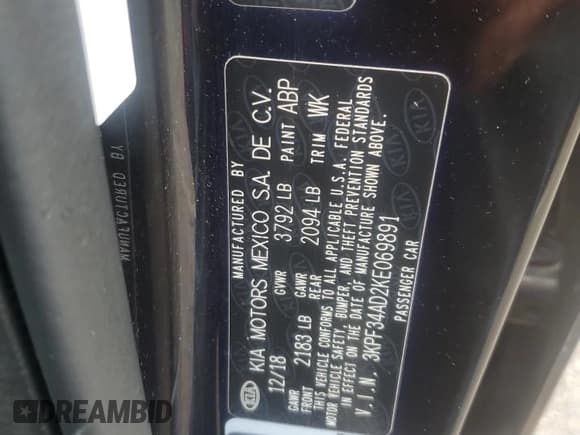 ✅ 2019 Kia Forte S • VIN: 3KPF34AD2KE069891 • Lot: 83883355. Listed on Copart with 54,685 mi. Free auction sales archive from the USA and detailed vehicle history report at DreamBid. Image 12.