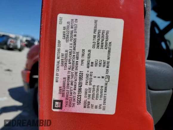 ✅ 2002 Chevrolet S-10 LS • VIN: 1GCCS19W428195531 • Лот: 47388695. Опубликован ранее на Copart с пробегом 147 060 миль. Бесплатный доступ к архиву аукционных продаж из США и подробный отчёт об истории автомобиля на DreamBid. Изображение 14.